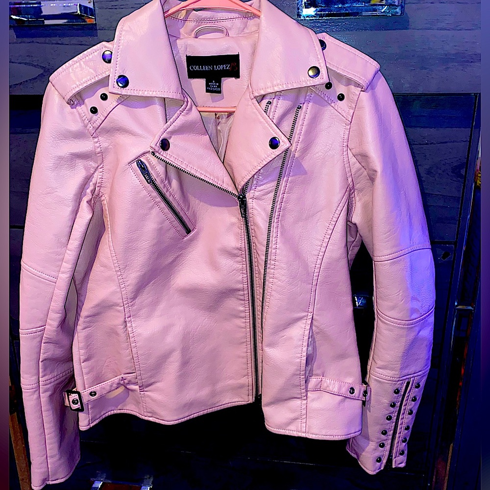 Colleen Lopez Faux Leather Jacket - Dusty Pink